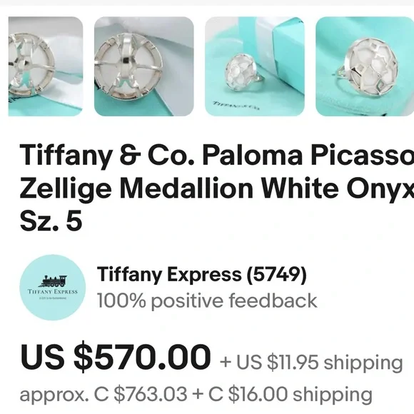Tiffany White Chalcedony Zellige Ring — Size 5 - Picture 8 of 9